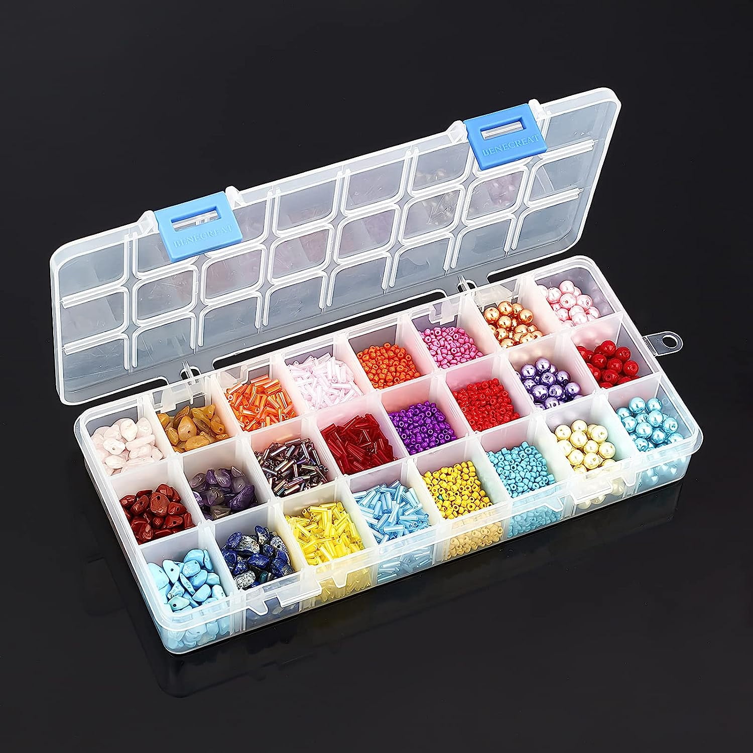 2400 Pcs Mixed Stone Beads Kits with Earring Hooks Spacer Beads Pendants Charms Jump Rings for DIY Jewelry Necklace Bracelet Earring Making Supplies Colorful