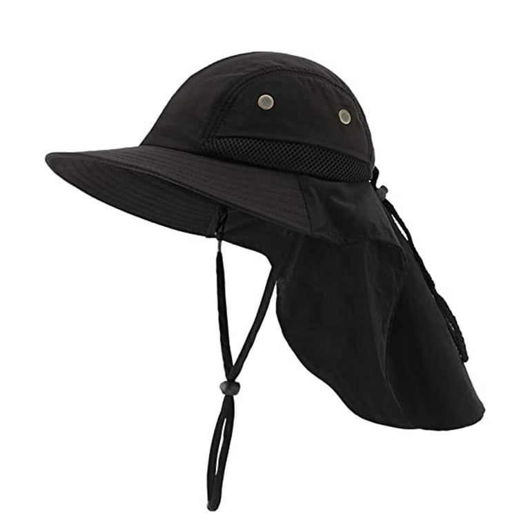 FASLMH Mens Fishing Hat with Neck Flap for Men，Sun Hat with Wide