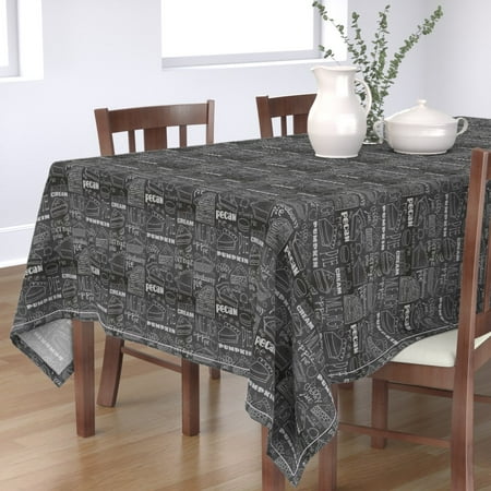 

Cotton Sateen Tablecloth 70 x 120 - Chalkboard Pie Pumpkin Blueberry Cherry Pies Sweet Dessert Food Black White Kitchen Thanksgiving Print Custom Table Linens by Spoonflower