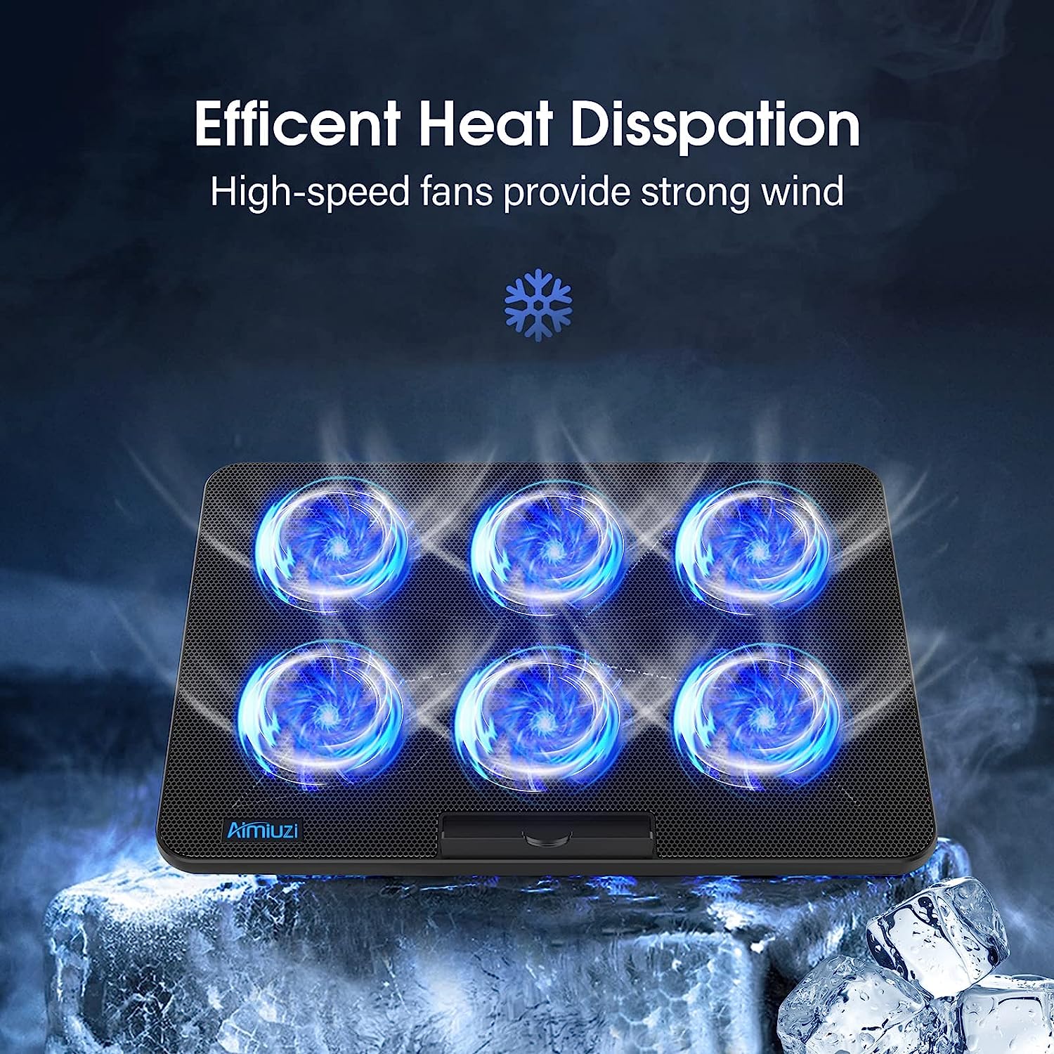 Laptop Cooling Pad, Gaming Cooler with 6 Quiet Fans, Fan Pad Fits 12-17 Inch Laptop, USB Port Powered, 7 Adjustable Height