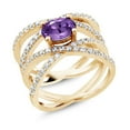 thumbnail image 2 of Gem Stone King 1.93 Ct Oval Purple Amethyst 18K Yellow Gold Plated Silver Ring (Size 8), 2 of 3