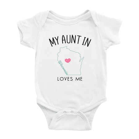 

My Aunt In Wisconsin Loves Me Baby Short Sleeve Romper Bodysuits 18-24 Months