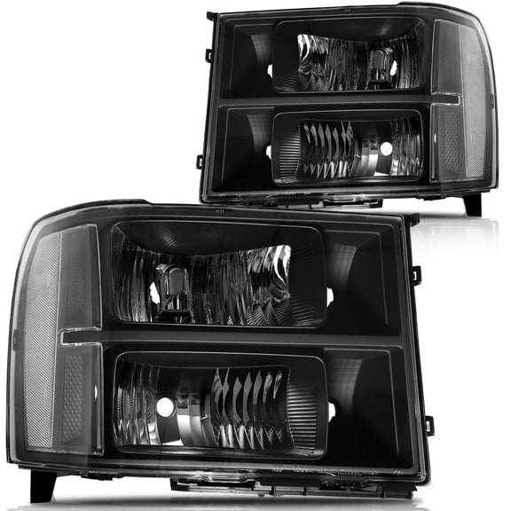 For Sierra Headlights From SCITOO Headlight Assembly Replacement Fit 2007-2013 For GMC Sierra 1500 Black Housing Clear Reflector