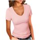 thumbnail image 2 of Blusas de Encaje de Manga Corta con Capucha de Cuello en V, 95% Poliéster 5% Spandex Camiseta de Manga Corta con Capucha, 2 of 7