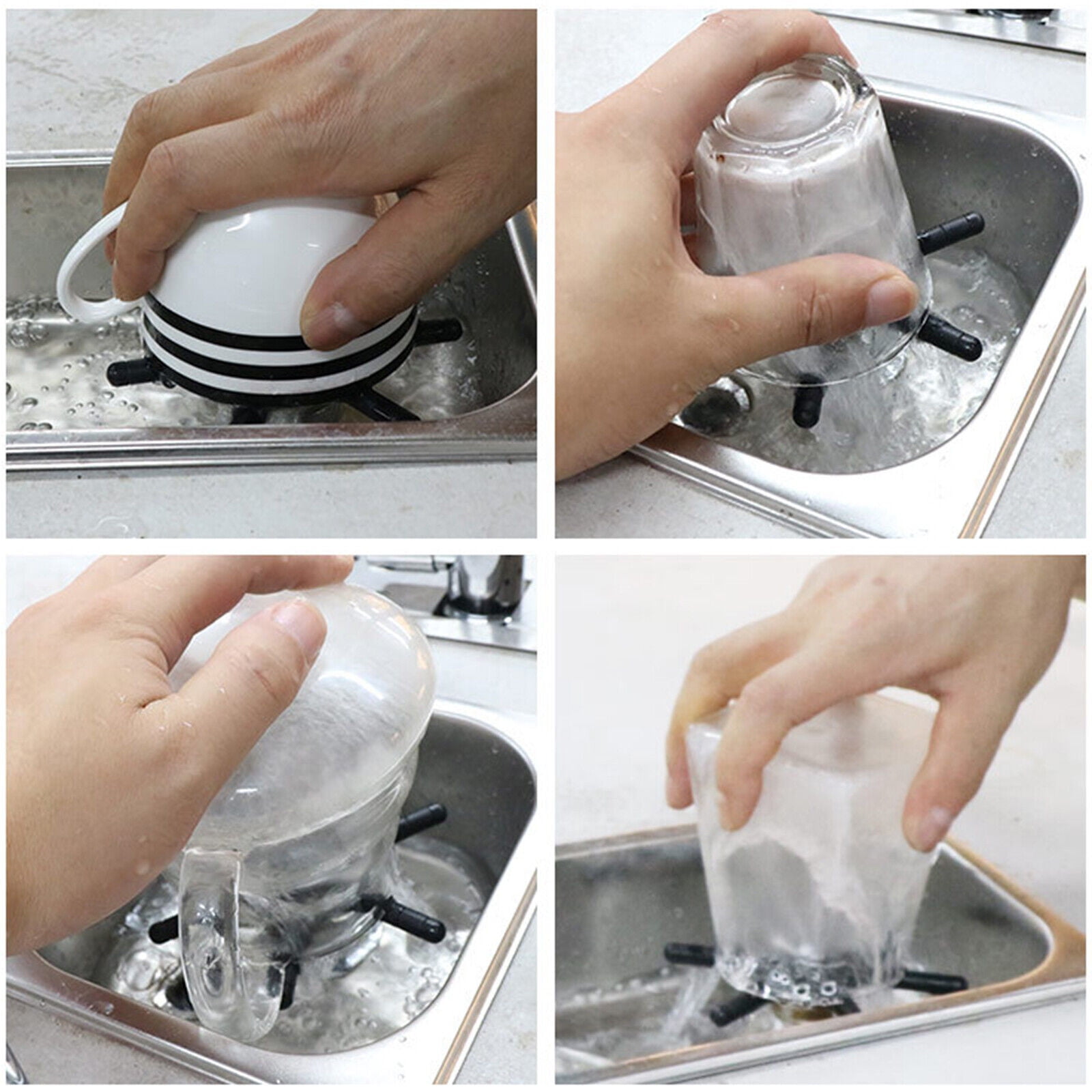 CNCEST 304 Stainless Steel Large Automatic Coffee Cup Rinser Glass Cleaner Bar Beer Pitcher Washer Set