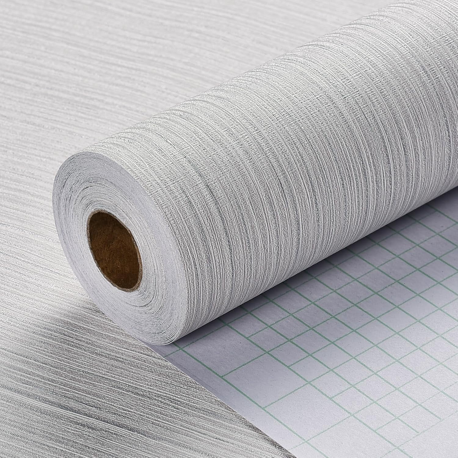 Grasscloth Wallpaper Textured 24in X 393in Fabric Contact Paper Wall Paper Textured Linen Peel and Stick Self-Adhesive Thick Vinyl Embossed Film Wallpaper (Beige Grey)