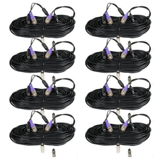 VideoSecu 8x 100ft Feet CCTV DVR BNC RCA Cables Security Camera Video Power Wires Cords w/ bonus BNC RCA Connectors b2u