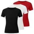 thumbnail image 2 of WAVSUF Girls Short Sleeve Tee 3-Pack Round Neck Short Sleeve Skinny Summer Casual Soft T-Shirt Red Size 7-8, 2 of 5