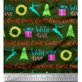 thumbnail image 1 of Soimoi Green Rayon Fabric Christmas Tree & Gift Text Print Sewing Fabric Yard 56 Inch Wide, 1 of 3