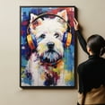 thumbnail image 4 of West Highland White Terrier Wall Art - Funny Dog Canvas Canvas for Kids' Room 11x17inch - Colorful Puppy with Earphone Pictures Framed Ready to Hang, 4 of 4