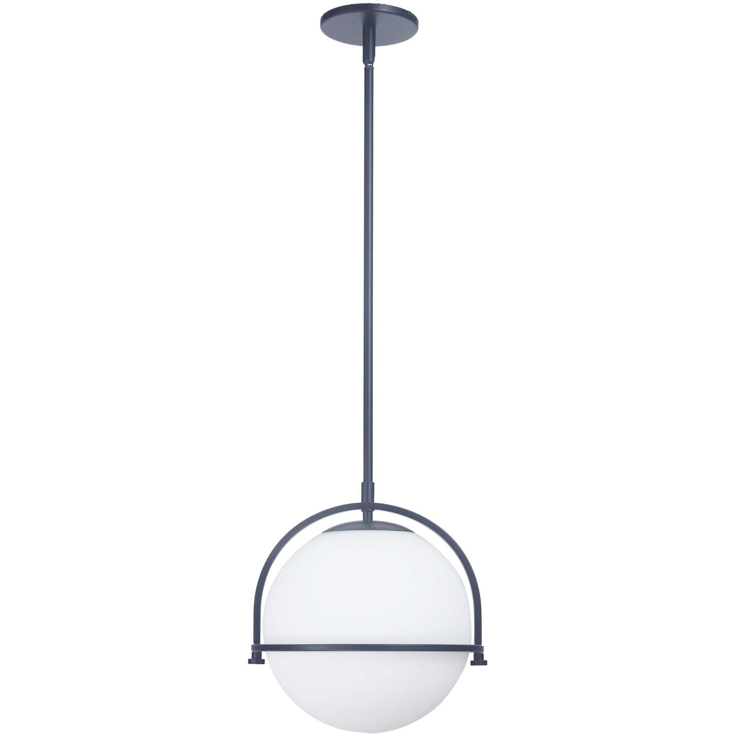 Paola 1 Light Pendant - Matte Black - White Opal Glass