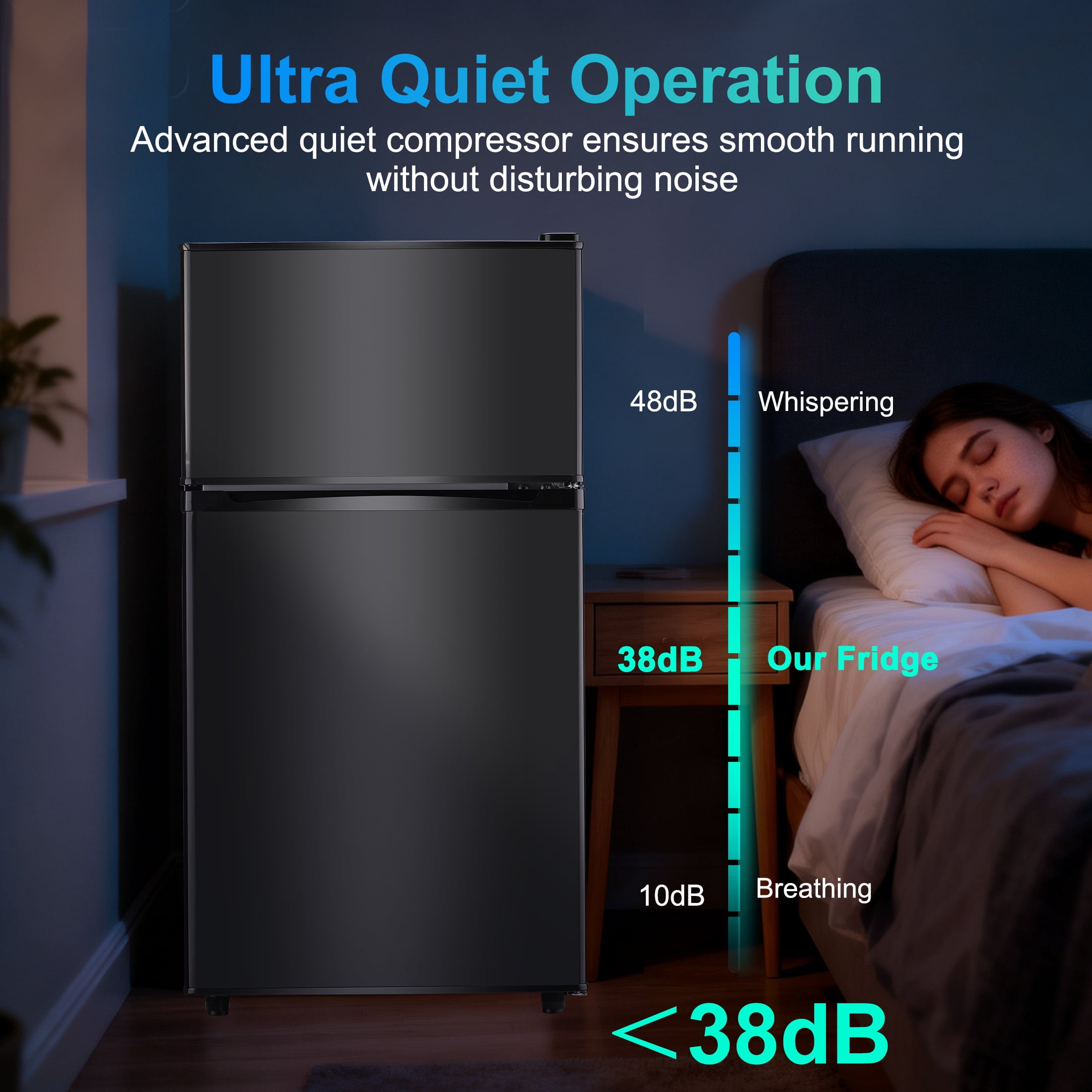 3.5 Cu ft Two Door Mini Fridge with Freezer,Apartment Size Refrigerator,Dark Grey,New