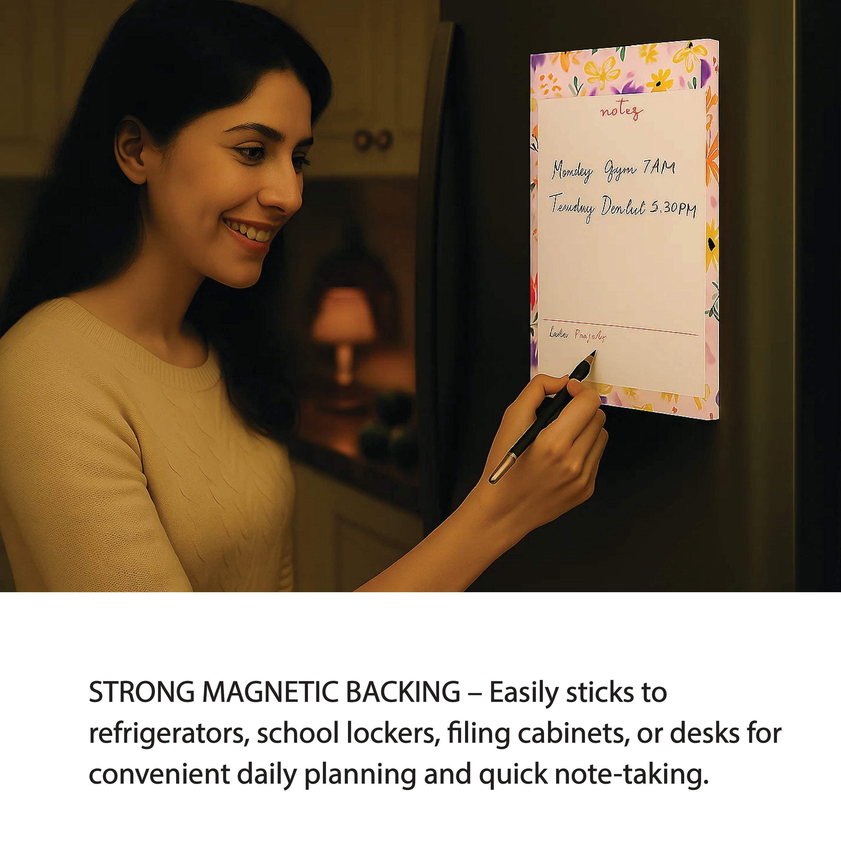 2 PACK MAGNETIC NOTEPADS for REFRIGERATOR with PEN HOLDER-52 Sheets, 5.8x8.25, Magnetic Notepad, Office Desk Pad, To Do List Pad, Cute Gift for Her, Stationery Organizer