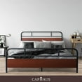 thumbnail image 6 of CAPHAUS Round Corner Metal Bed Frame with Modern Wood Headboard and Footboard, Mattress Foundation, Metal Platform Bed with Premium Steel Frame, Noise-Free, No Box Spring Needed, Full Size, Walnut, 6 of 8