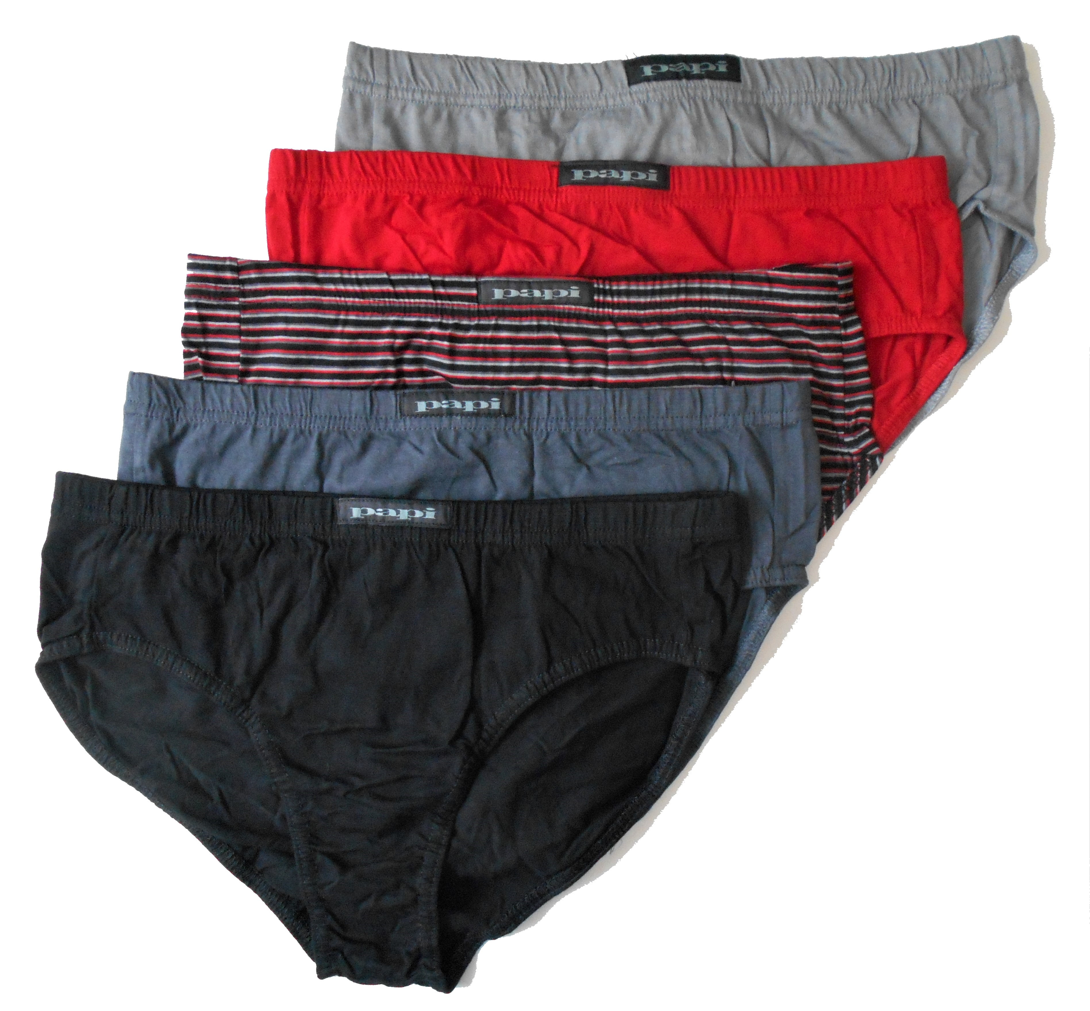 papi PAPI MEN UNDERWEAR PACK X5 STRIPED 982 RED MEDIUM LOW RISE