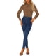 thumbnail image 2 of Blusa impresa de manga larga con cuello simulado y fruncido para mujer INSPIRE CHIC en marrón, 2 of 6
