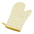 thumbnail image 1 of Unique Bargains Home Yellow Square Pattern Oven Baking Hot Insulation Gloves w Hand Strap, 1 of 1