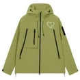 thumbnail image 5 of Vetsdori Heart Print Sweatshirts for Women Holiday Zipper Green Water Proof Hooded Windbreaker Outdoor Zip Up Womens Hoodie Pocket, 5 of 8