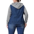 thumbnail image 3 of MODA NOVA Juniors Plus Size Layered Drawstring Hood Denim Jacket Denim Blue 2X, 3 of 6