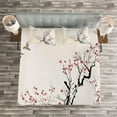 thumbnail image 3 of Ambesonne Floral Quilted Bedspread Set 3 Pcs, Classical, King Size, Grey White, 3 of 3