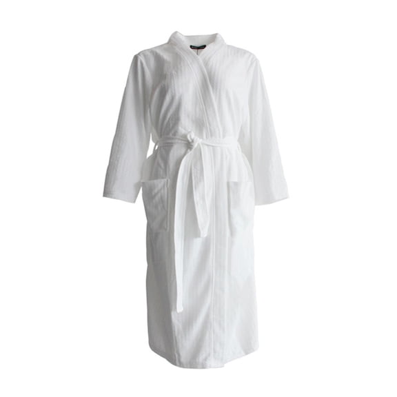 OFFIGAM Unisex White Lightweight Dressing Gown Quick Dry Bath Robe 45.3×18.9×0.1in