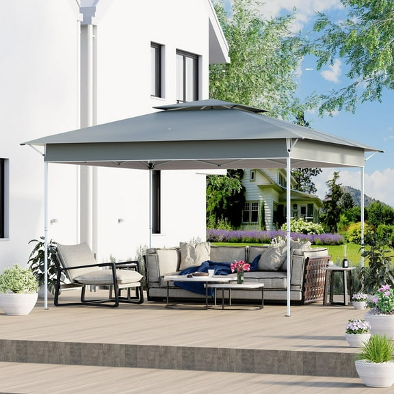 AVAWING 11x11 ft Outdoor Pop-up Canopy, Party Tent, Patio Wedding Tent, Gray