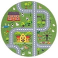 thumbnail image 2 of SAFAVIEH Kids Playhouse Ranch Crossroads Machine Washable Area Rug, Dark Green/Light Grey, 5' x 5' Round, 2 of 5