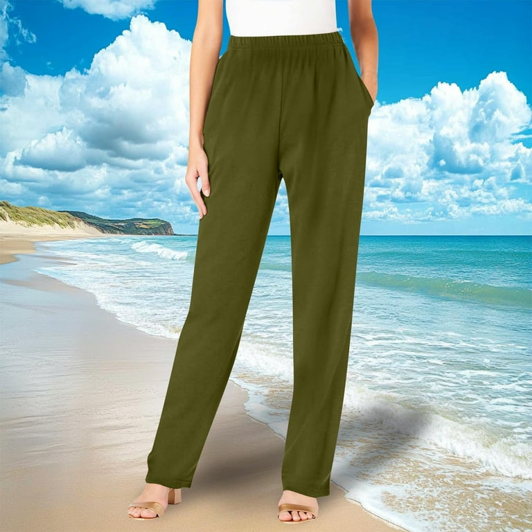 plus size green dress pants Kinrui Plus Size Dress Pants Women Tummy Control Stretchy Straight Leg Work Pants Green 3XL, Women's
