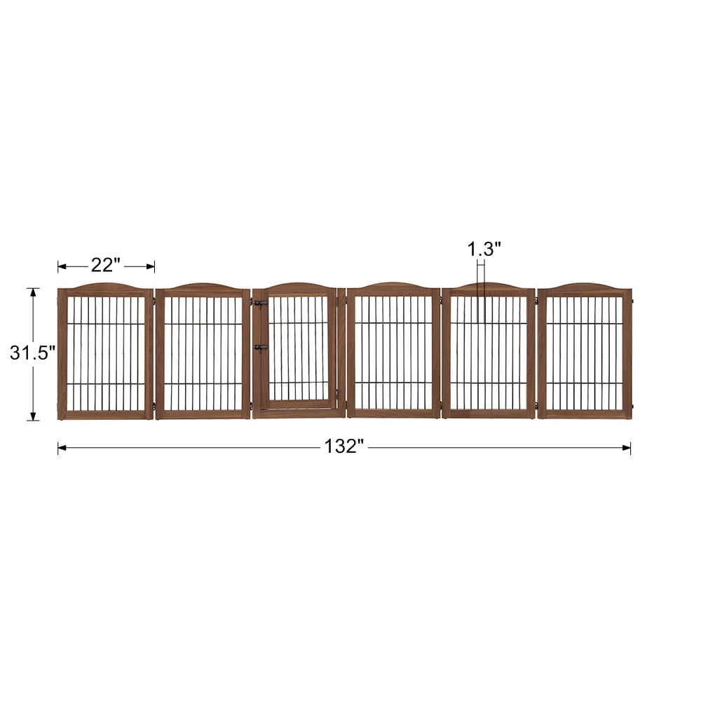 Unipaws Extra Wide Freestanding Dog Gate, 6 Panels Pet Gates with 5 Support Feet