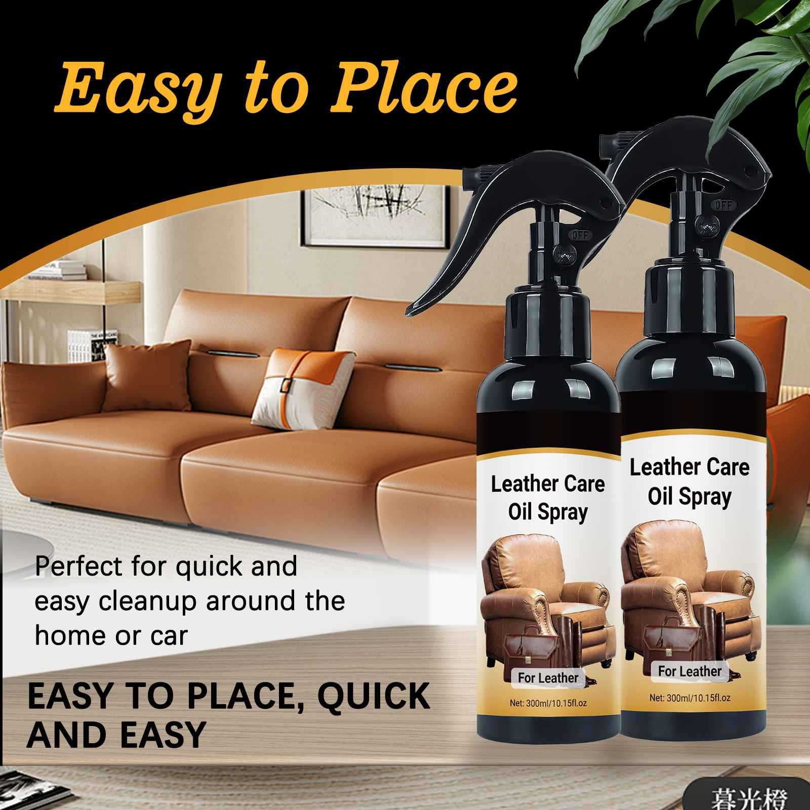 Leather Care Oil Spray 300ml - Transparent Protective Formula for Furniture, Sofa, Car Seat, Bag & Clothing - Nourishes & Revitalizes - Daily Maintenance Solution