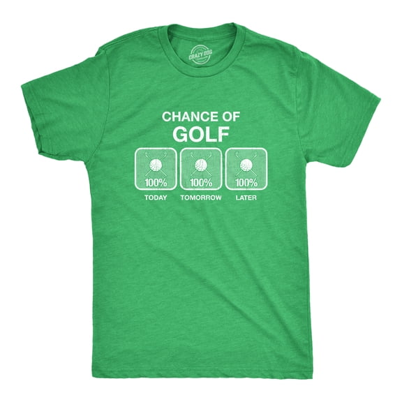 Mens 100% Chance Of Golf T Shirt Summer Sports Hole In One Novelty Tee Graphic Tees