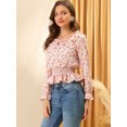 thumbnail image 4 of Allegra K Blusa Floral De Gasa De Manga Larga Con Volantes Fruncidos Con Volantes Para Mujer blanco XS Unique Bargains Blusa, 4 of 6