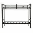 thumbnail image 3 of Pouseayar Metal Bunk Bed Frame with Built-in Ladder, High Guardrail Metal Slats, Floor Bed with Underbed Storage Space, Twin-Over-Twin, 3 of 6
