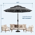 thumbnail image 2 of Garvee 10ft 3-Tier Solar Patio Umbrella with LED Lights, 8 Ribs, Push-Button Tilt, Crank Lift, Gray, 2 of 7