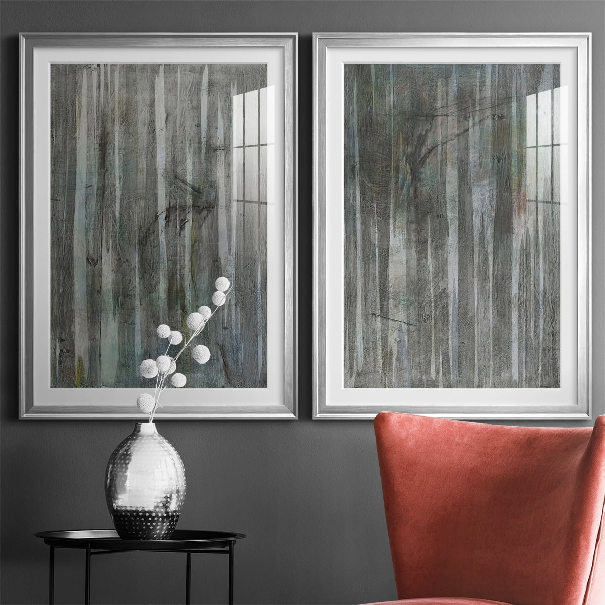Wexford Home Birch Forest Abstracts I Premium Framed Print, 30.5" x 42.5" - Ready to Hang, Silver (Set of 2)