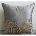 thumbnail image 4 of Pillow Case, Silver Pillow case, Jute Swirls Pillow Cover, 14x14 inch (35x35 cm) Pillow Cover Decorative, Square Silk Throw Pillow Cover, Geometric Contemporary Throw - Silver Jute, 4 of 6