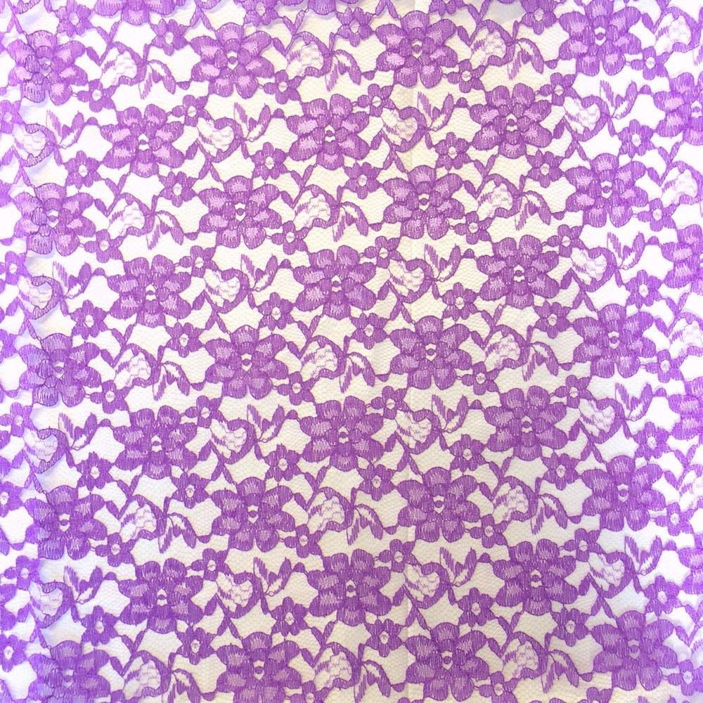 Raschel Lace Fabric 60' Wide Polyester French Floral by the yard (Purple)