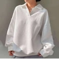 thumbnail image 2 of Yuyuzo Womens Oversized Sweatshirt Long Sleeve Collared V Neck Pullover Fall Winter Fashion Tops, 2 of 6