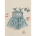 thumbnail image 4 of YASUTNKS Baby Girl 2Pcs Birthday Outfits Sleeveless Tie Strap Romper Tulle Dress with Headband Set Newborn Clothes, 4 of 9