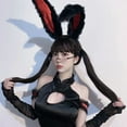 thumbnail image 6 of Fvsianol Rabbit Ear Hair Hoop Rabbit Ear Headband Rabbit Ear Hair Hoop Lolita Long Bunny Ears Plush Contrast Color Cosplay Elastic Furry Hair Hoop Headdress, 6 of 7