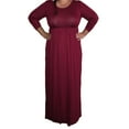 thumbnail image 4 of Grianlook Women Maxi Dresses Long Sleeve Dress Crew Neck Ladies Kaftan Sexy Solid Color Wine Red S, 4 of 8