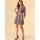 thumbnail image 3 of INSPIRE CHIC Vestido camisero de manga larga floral vintage con cuello en contraste y botones en la parte delantera para mujer Azul M, 3 of 6