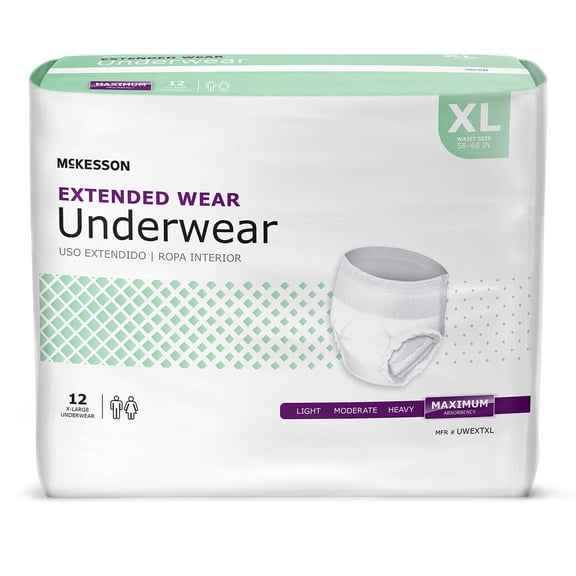 McKesson Extended-Wear Incontinence Underwear, Maximum Absorbency - Size XL, 48 Ct