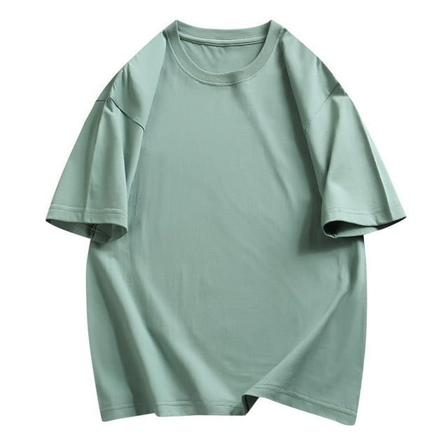 AherBiu T-Shirts pour Hommes Grande Taille Col Rond Ample Léger Décontracté Été T-Shirt en Coton Uni T-Shirts