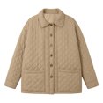 thumbnail image 5 of Casual Quilted Jacket for Women Collared Button Front Loose Fit Spring Fall Jacket, 5 of 9