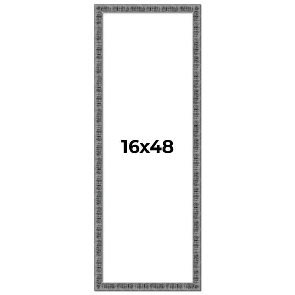 16x48 Frame Silver Black Rustic Sonoma Solid Wood Picture Frame | 1.5 Inch Moulding Width |