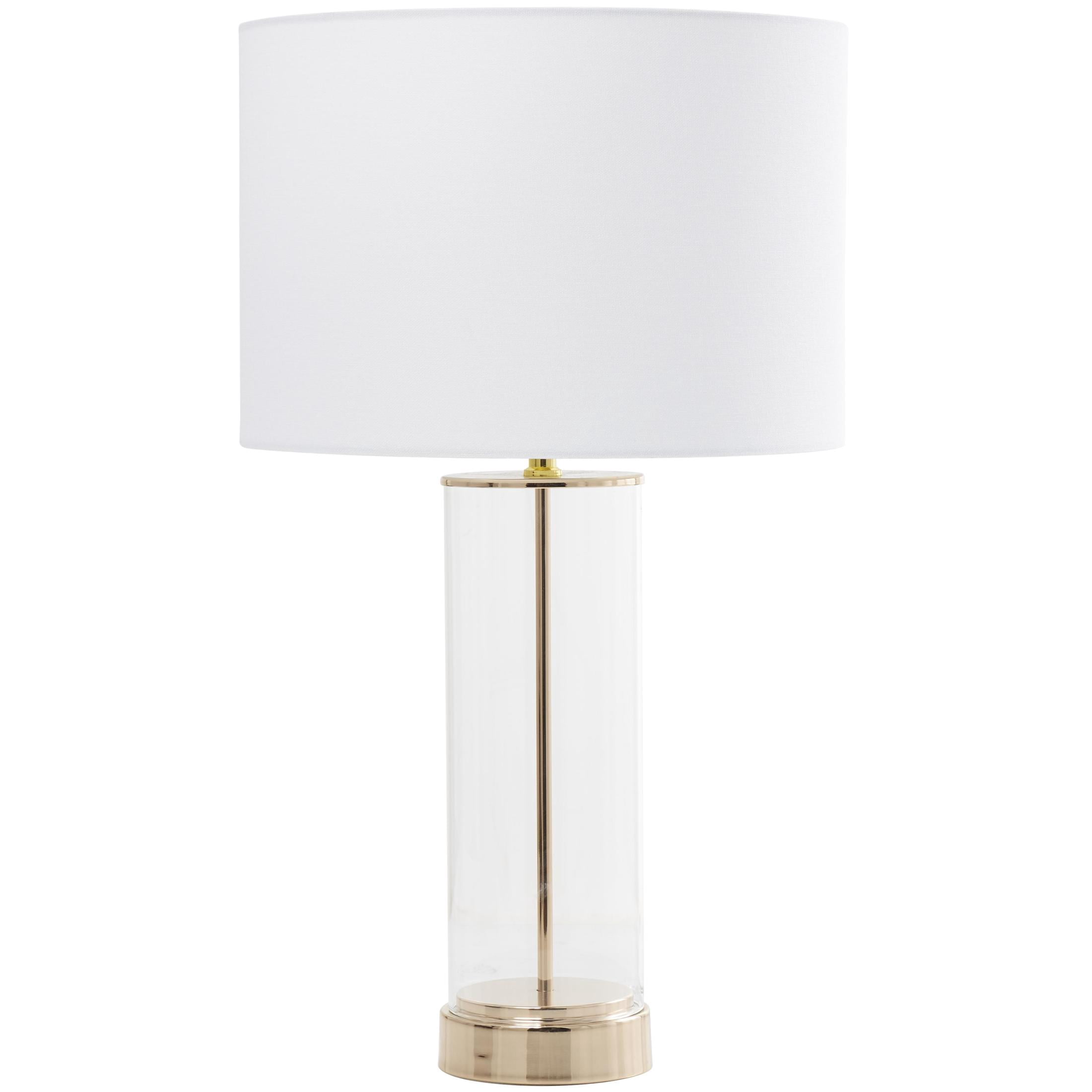 CosmoLiving by Cosmopolitan 25" Transparent Base Gold Table Lamp with Cream Linen Shade