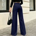 thumbnail image 4 of Yungyresw Dress Pants For Women Straight Wide Leg Solid Color Palazzo Pants Business Casual Trousers Office Work High Waist Pants Navy L, 4 of 4