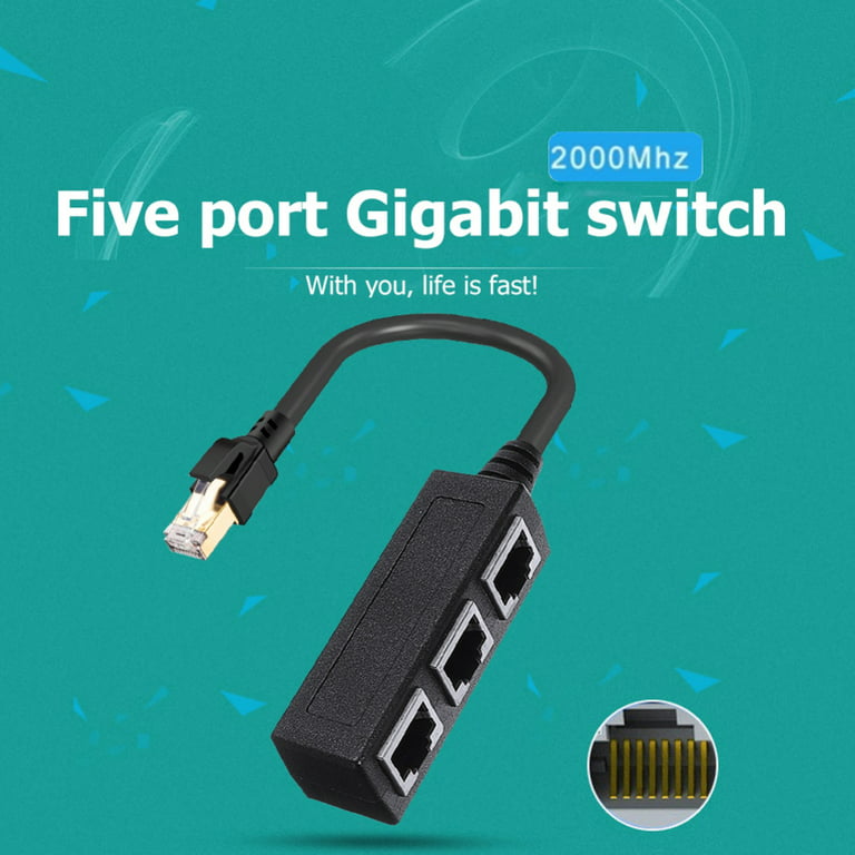 RJ45 Ethernet Splitter Cable, RJ45 Y Splitter Adapter 1 to 3 Port Ethernet  Switch Adapter Cable for Cat5, Cat5e, Cat6, Cat7, Cat8 