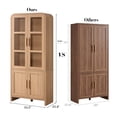 thumbnail image 3 of Vintagearth 77" Tall Kitchen Pantry Cabinet, 1.18'' Thick Panel Curved Storage Cupboard with Adjustable Shelf, Freestanding Organizer for Kitchen, Dining Room, Oak, 3 of 10